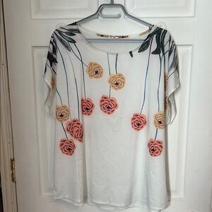 SHEIN White Top with Floral Embroidery